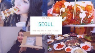 'VLOG SEOUL - MYEONGDONG STREET FOOD / UNBOXING DE PRODUITS CORÈENS'