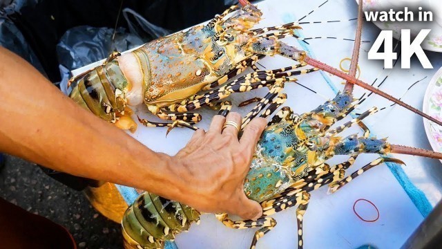 'Eating Giant SPINY LOBSTER and Tiger Shrimp - Thailand Street Food with Trevor James [Watch in 4K]!'