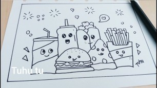 'Doodle Art Food Tutorial Mudah Gambar nya | Cara Menggambar Doodle Food'