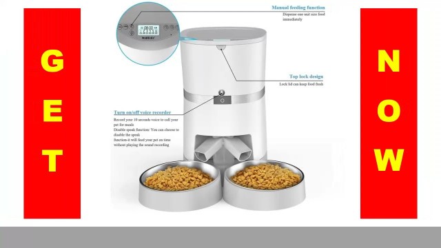 'Automatic Cat Pet Feeder Food Dispenser for Cat & Small Dog with Two-Way Splitter and Double'