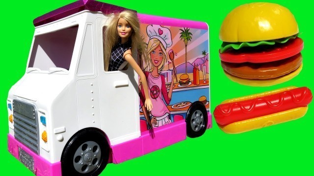 'ELSA & ANNA toddlers & Barbie - food truck - KETCHUP everywhere - Hotdogs Burgers Pizza Sandwich'