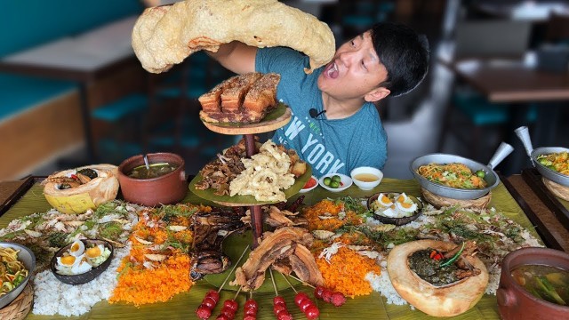 'MASSIVE Filipino FOOD BATTLE! Over 50 DISHES! Boodle Fight!'