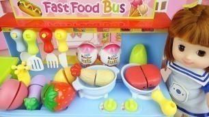 'Baby doll Kitchen food bus toys and baby Doli play'