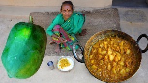 'Papaya Daal Curry Cooking by Tribe Grandmother | Healthy Tribal Village Recipes by Santali Grandma'