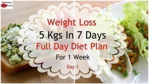 'How To Lose Weight Fast 5kgs In 7 Days - Full Day Diet Plan For Weight Loss - Lose Weight Fast-Day 1'