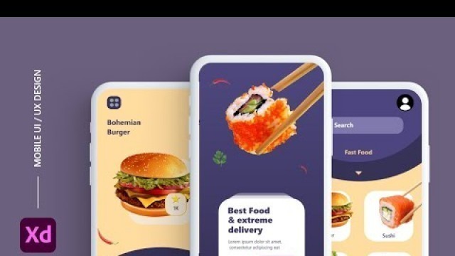 'Food App UI Design | UI/UX Design using Adobe XD | UI/UX Animation Design for beginners'