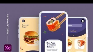 'Food App UI Design | UI/UX Design using Adobe XD | UI/UX Animation Design for beginners'