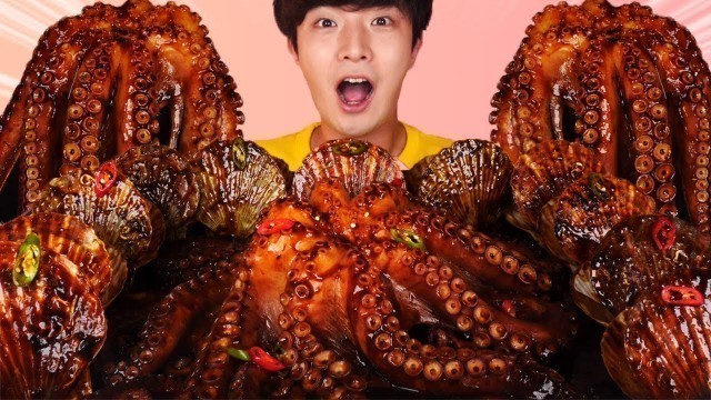 'ENG SUB)Amazing! Black Bean Octopus+Scallops Eat Mukbang