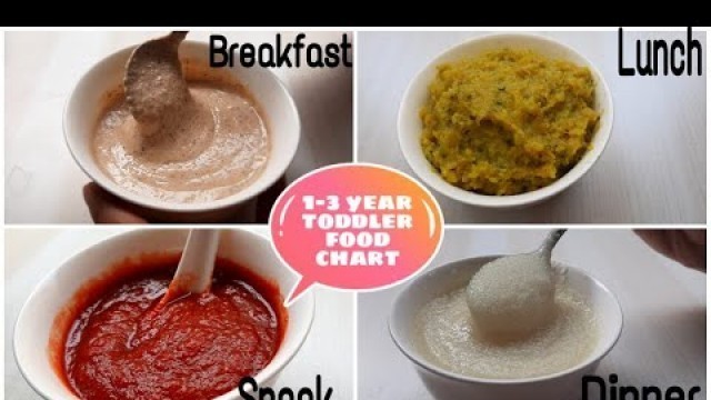 'Food Chart| Complete Diet plan for 1 - 3 years Toddlers/Baby|Breakfast lunch snack and dinner'