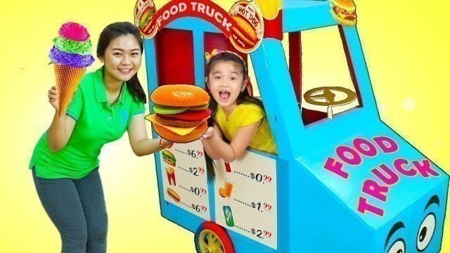 'Hana Pretend Play w/ GIANT Food Truck Toy & Ice Cream Cart Kids Toys Playset'