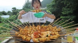 '이걸 다먹을수 있을까.. 직접만든 솥뚜껑 매운어묵 먹방 Korean mukbang eating show'