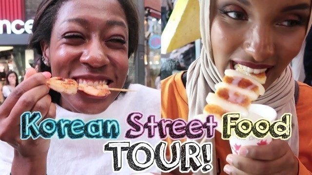 'Korean Street Food Tour in Myeongdong - eating as much as we can!'