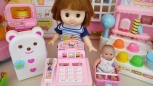 'Baby doll mart register surprise eggs and food toys play'