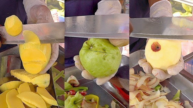 'AMAZING FRUITS CUTTING SKILLS GUAVA, APPLE, MANGO - THAI STREET FOOD COMPILATION'