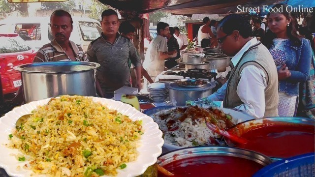 'Street Food at Kolkata High Court Area | Chowmein Fried Rice | People Enjoying Lunch Time Food'