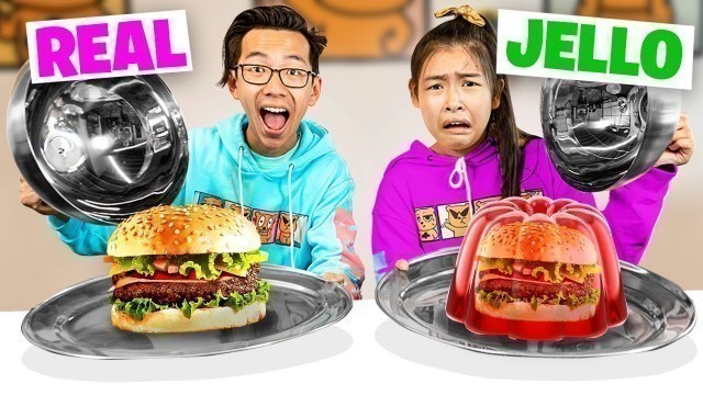 'Real Vs JELLO Mystery Food Challenge!'