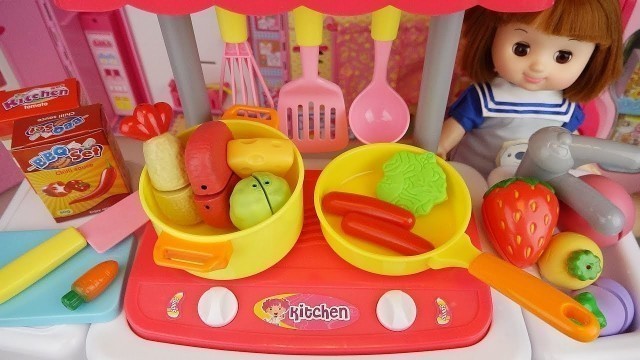 'Baby doll kitchen car cooking and refrigerator food play'