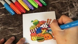 'Cách Vẽ Sticker Đồ Ăn Đơn Giản | Food Doodle Art For Beginners'