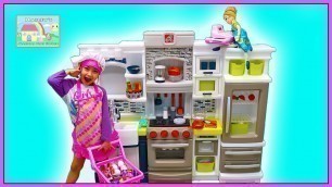 'Hailey & Anna Pretend Play Cooking with Giant Step2 Kitchen Toy, Food Toys & Cash Register'