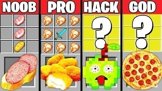 'Minecraft Battle: SUPER FAST FOOD CRAFTING CHALLENGE - NOOB vs PRO vs HACKER vs GOD ~ Animation'