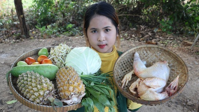 'Awesome Cooking Chicken Sour Soup Delicious Recipe - Cook Bean Sprouts Recipes -Village Food Factory'