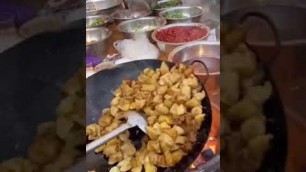 'Famous Chinese street food - Amazing skills of chef making yummy stir fry chicken with potato cubes'