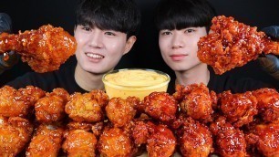 '뱀파이어 치킨 리얼사운드 먹방ASMR MUKBANG SPICY FRIED CHICKEN & SWEET CHICKEN スパイシーなチキン Gà ไก่ Ayam eating sounds'