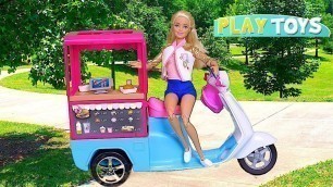 'Barbie Girl Play Baby Doll Food Truck Toys! 