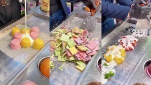 'Fresh Fruit Ice Cream Rolls & Jelly Ice Cream / Chinese Street Food'