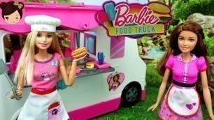 'Barbie Food Truck Fast Food Work Routine - Play Toy Food With Elsa Spiderman Miraculous Dolls'