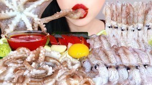 'ASMR RAW SEAFOOD MUKBANG 꼴뚜기회, 산낙지회 해산물 먹방 BABY SQUID, OCTOPUS NO TALKING EATING SOUNDS KOREAN'