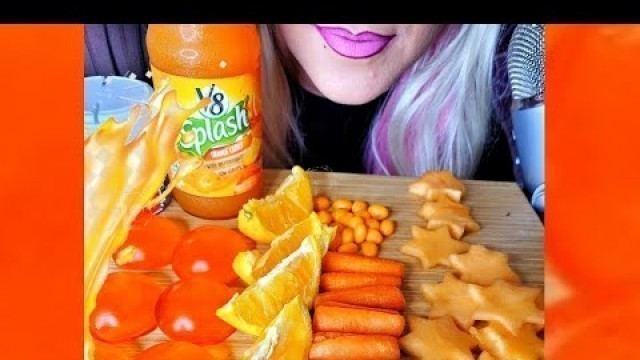 'ASMR Edible Orange Food, Jelly , Sour Candy, Orange fruit, Melon, Orange Juice,  먹방 ,  核磁共振'