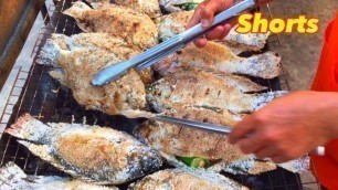 'Traditional Grilled Tilapia Fish Charcoal with Salt -Thai Street Food | Food Indy #Shorts'