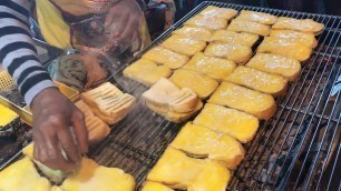 'Thai Street Food 2019 - Toast With Sugar and Butter - Delicious Thai Food - Nonthaburi Thailand'