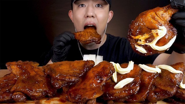 'ASMR MUKBANG KOREAN BBQ SPICY CHICKEN 자메이카 통다리 치킨 먹방 EATING SOUNDS'