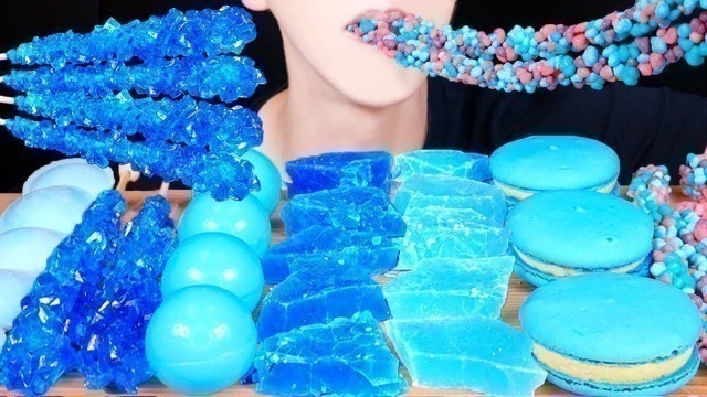 'ASMR BLUE FOODS CRYSTAL JELLY MACARON NERDS ROPE ROCK CANDY GUMMY 먹방 ゼリー デザート 咀嚼音 モッパン EATING SOUNDS'