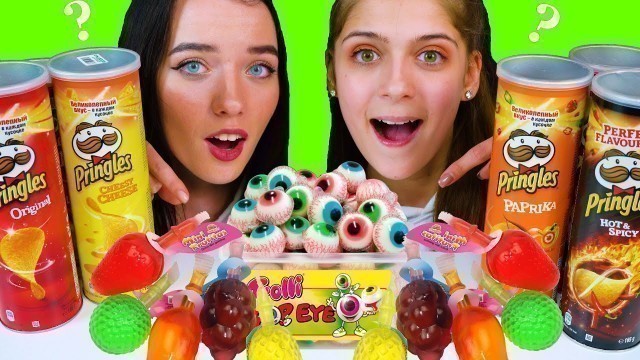 'ASMR REAL CHIPS VS UNKNOWN FOOD CHALLENGE (TIK TOK JELLY, EYEBALLS, GUMMY CANDY)'