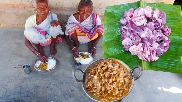 'Mutton Curry | How tribe grandmothers cooking Mutton Curry in Santali village style'