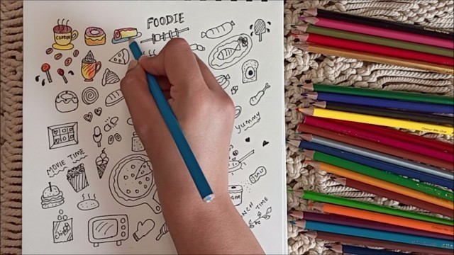 'How to do Food and kitchen Doodle |  Painting | Easy and Simple | Relax'