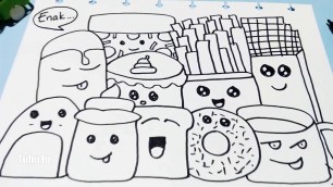 'Gampang gambarnya | Cute doodle art food simple | Cara gampang menggambar doodle art food'