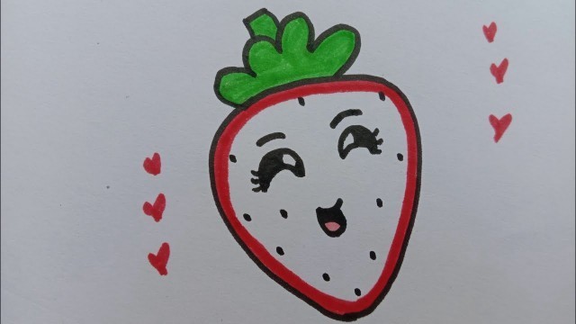 'Strawberry Kawaii Doodling|Cute Food Doodle|#shorts #art #kawaiiDoodling #FoodKawaii'