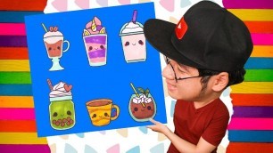 '06 #Drawing and #Coloring So Cute Drinks - Kawaii Food Doodle'