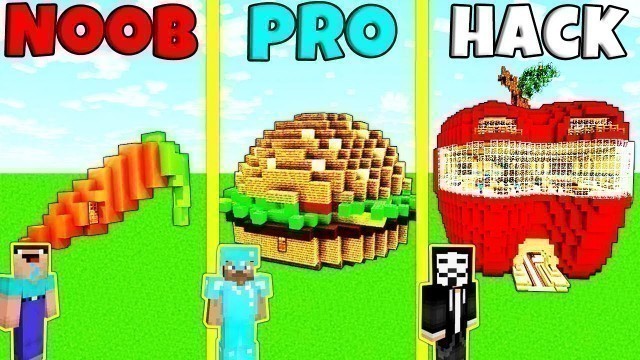 'Minecraft Battle: NOOB vs PRO vs HACKER: FOOD HOUSE BUILD CHALLENGE / Animation'