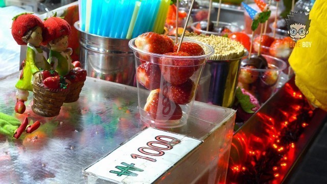 'Korean Street Food | Choco Strawberry in Myeong-Dong, Seoul Korea'