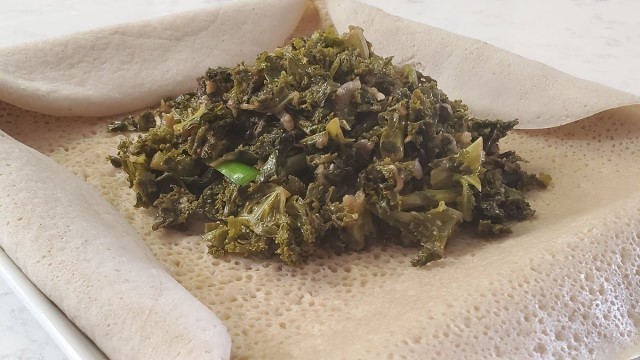 'Ethiopian food Gomen| ጎመን አሰራር | How to Cook Collard Green Ethiopian Style - Vegan Food'