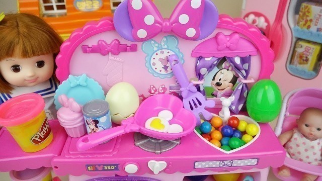 'Baby doll and play doh kitchen food surprise toys BabyDoli play'