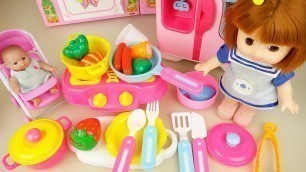 'Kitchen set and baby doll food cooking play baby Doli house'