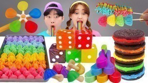 'Mukbang Rainbow Food 먹방 무지개 음식 디저트 Candy Jelly Cake 별사탕 젤리 케익 다 먹기 ASMR'