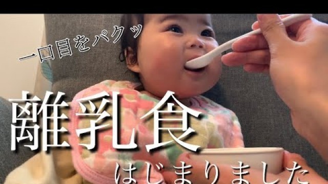 '【生後5ヶ月】まずは10倍粥から！離乳食はじまりました｜【five months old】She started baby food.'