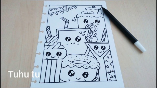 'Doodle Art Food Tutorial Gampang | How to doodle step by step for beginners'